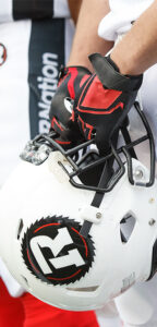 Image of a white REDBLACKS helmet