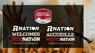 Graphic image welcoming fans to the 2017 Grey Cup Festival in Ottawa.