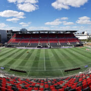 Image of the South side stands from the north side