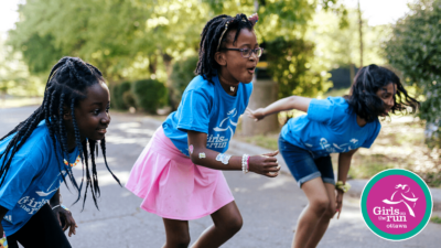 Three Little Girls getting ready to run